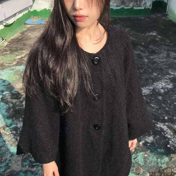 트위드 블랙 코트