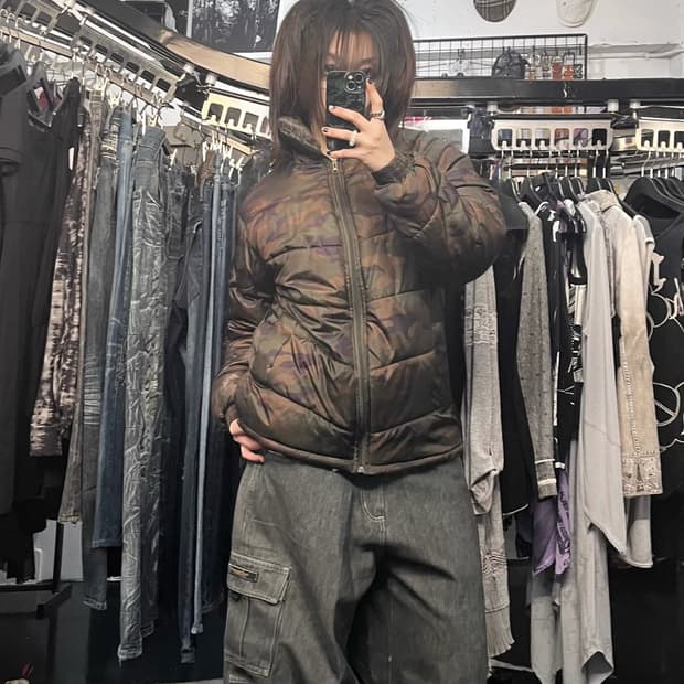 카모프린팅 패딩