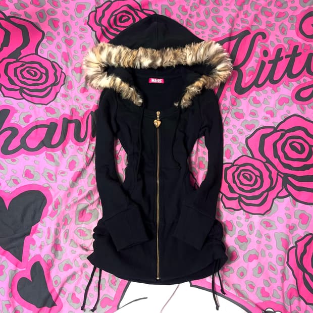 MA*RS마즈 레오파드 퍼 셔링 집업 원피스 히메오네갸루 00s핀터y2k