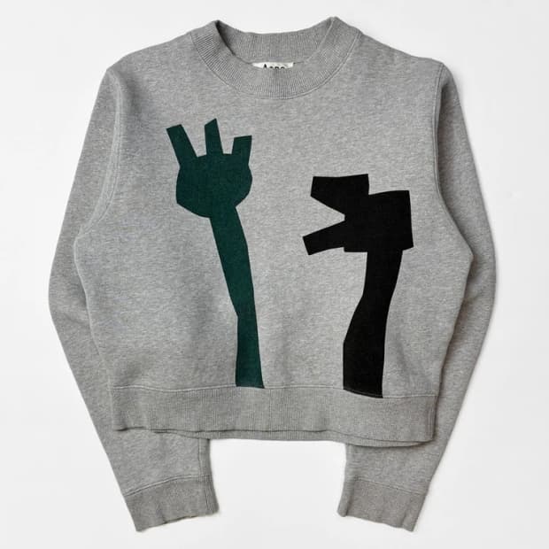 아크네스튜디오 버드 플라워 그래픽 크롭 맨투맨 PN5328