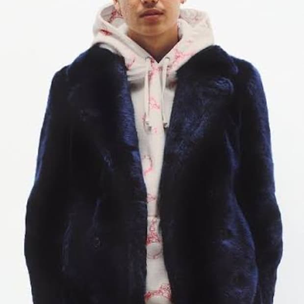 슈프림 x schott 쇼트 퍼 피코트 L