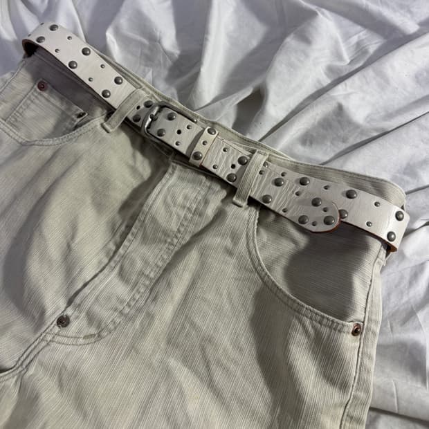 빈티지 볼 스터드 레더 벨트 펑크