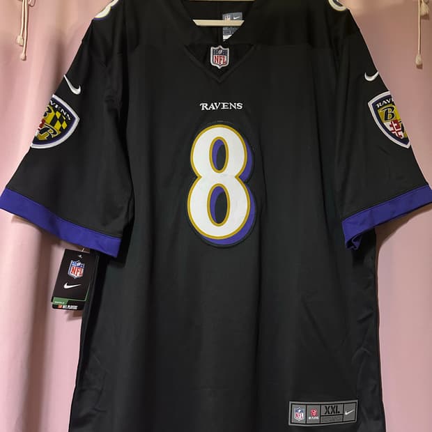 나이키 NFL 볼티모어 레이븐스라마 잭슨 축구유니폼 나이키 반팔 미식축구