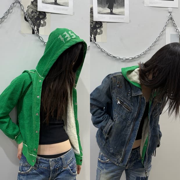 디젤 투웨이 후디&데님자켓