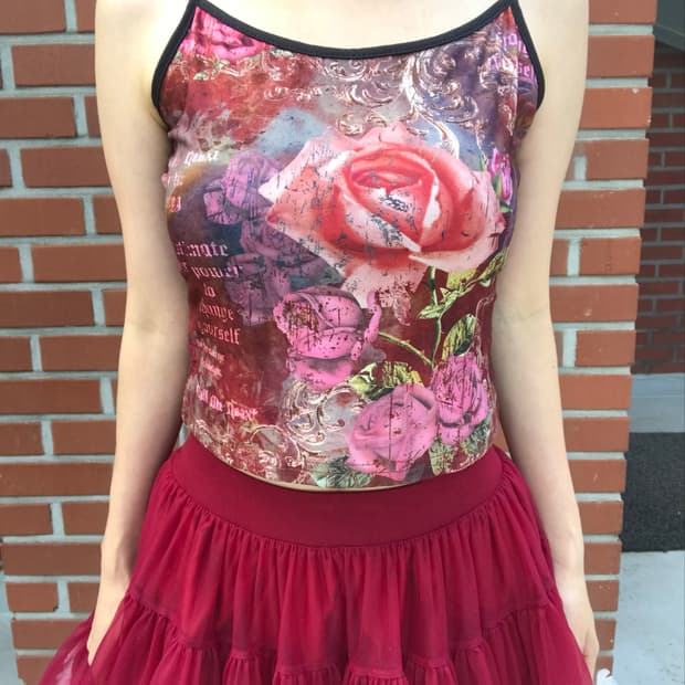 vintage rose pattern sleeveless