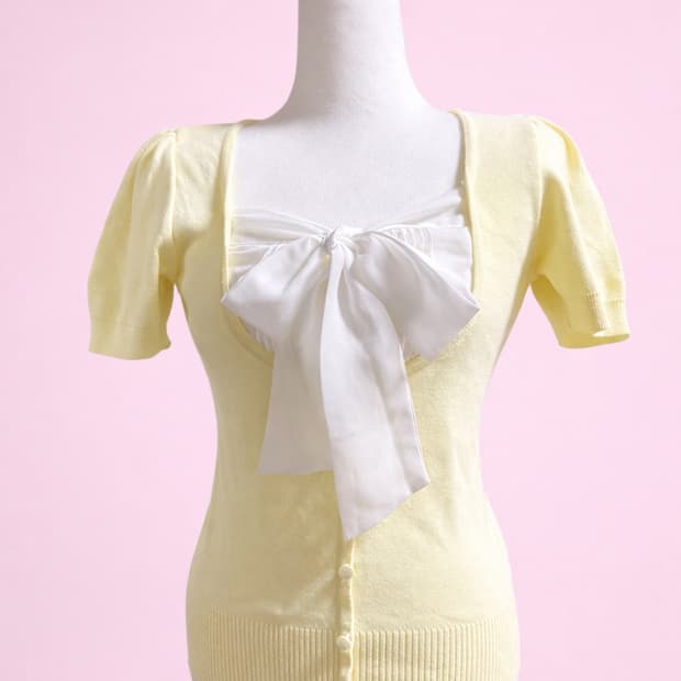 잉그니 로걀 히메갸루 반팔 리본 니트