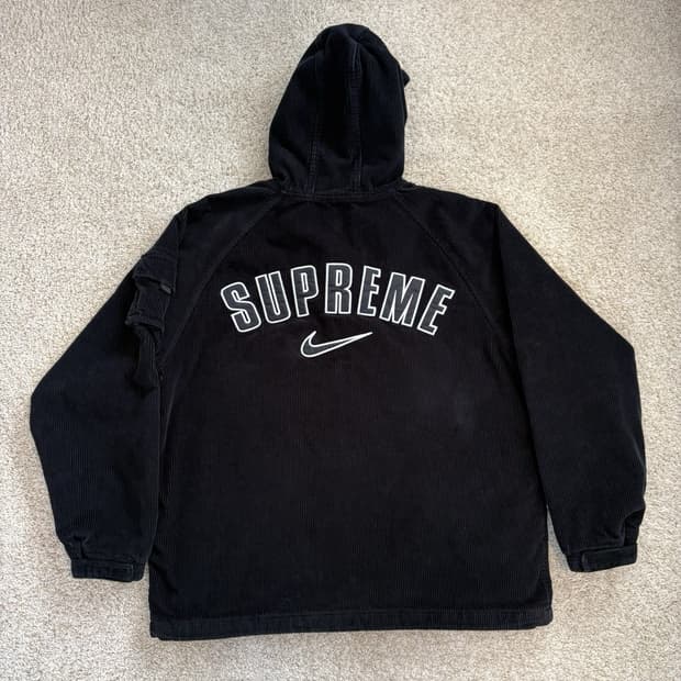 슈프림 x 나이키 아크 코듀로이 후드집업 블랙