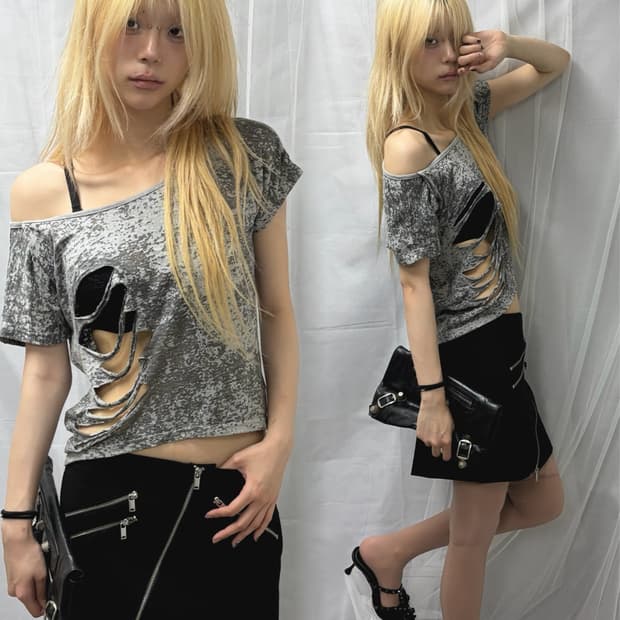 [Pandora] Grunge Distressed  t-shirt