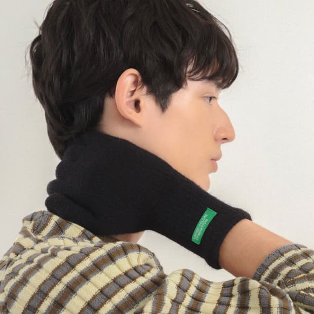 베네통 소프트 컬러 니트 장갑 블랙