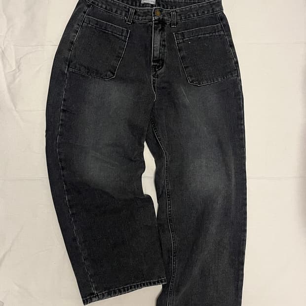 black denim wide pants