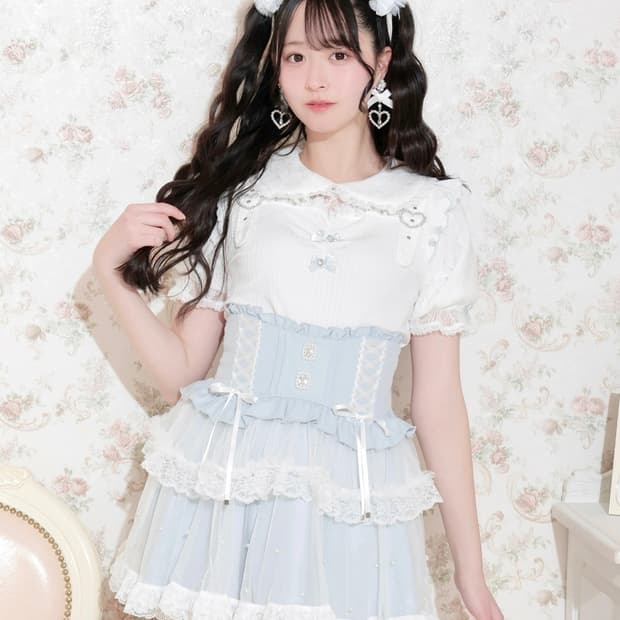 노에미 하트버클 레이스 컷소우 블라우스 / 양산형 양지뢰 지뢰계 걸리