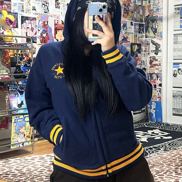 JPN 컨버스 네이비 후리스 후드집업