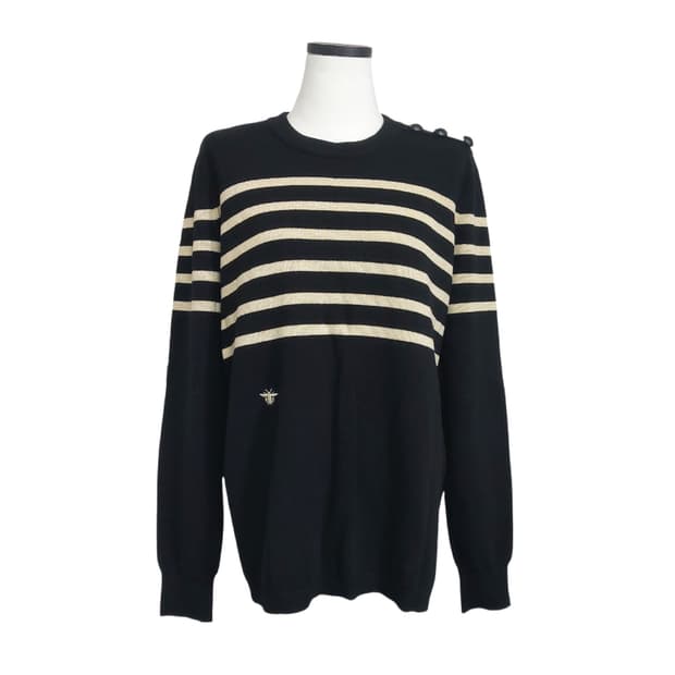 디올 유니폼 비 로고 스냅 스웨터 니트