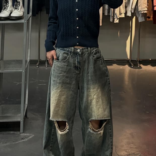 폴로랄프로렌 화이트포니 네이비 미니케이블 가디건 A3570