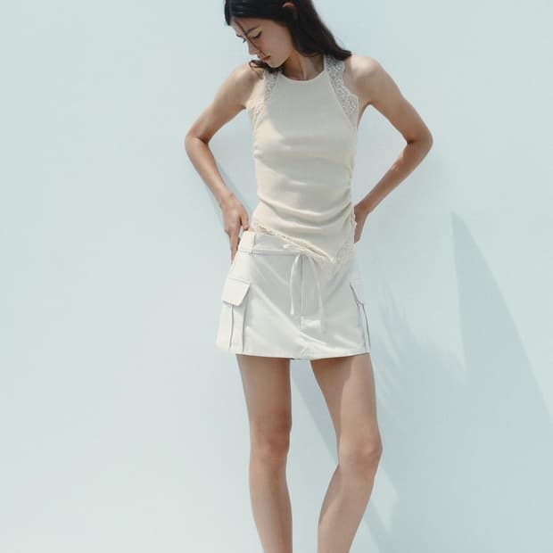 자라 카고 팬츠스커트 스크래치 화이트