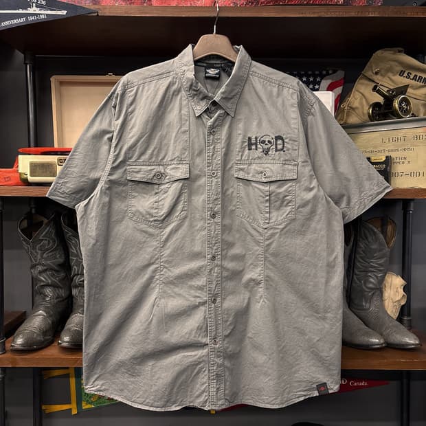 할리데이비슨 H-D 스컬 윙 엠브로이드 코튼트윌 워크셔츠 N1157