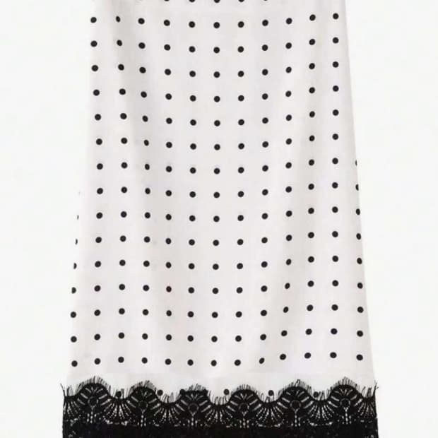 쉬인 도트 레이스 미디 스커트