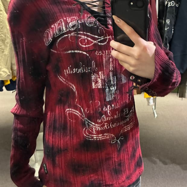 L)BERNING SHO 빈티지 여성 레이스업 펑크 니트