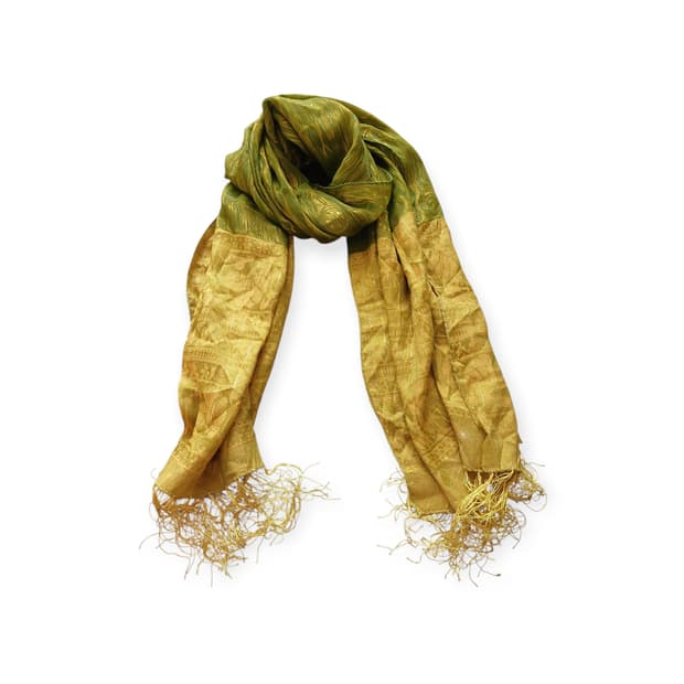 히피 그린 실크 수술 스카프 