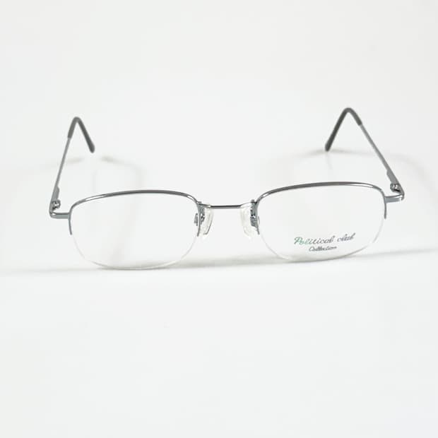 Political Club 실버 메탈 반무테 스퀘어 빈티지 안경