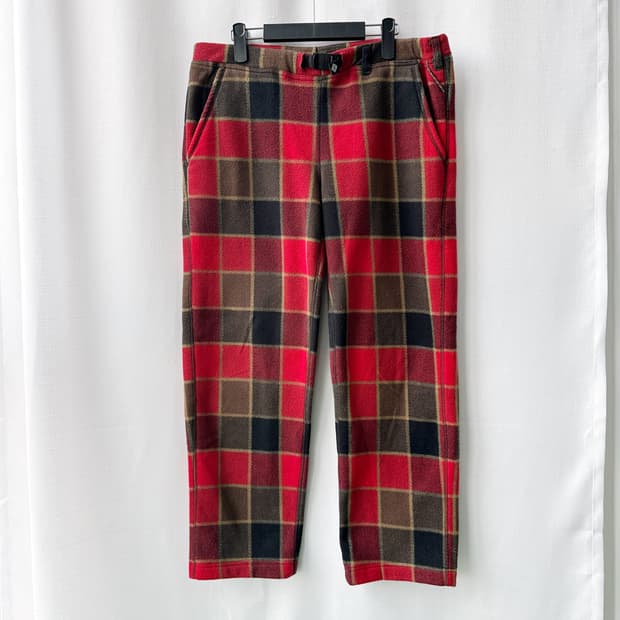 컬럼비아 Columbia 체크 플리스 스트레이트 팬츠 레드 M