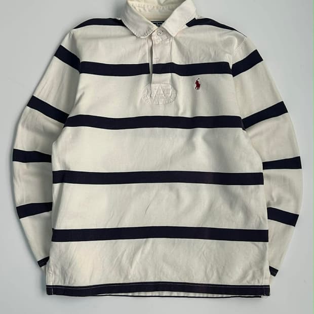 [M] 폴로 랄프로렌 스트라이프 럭비셔츠 카라넥 롱슬리브