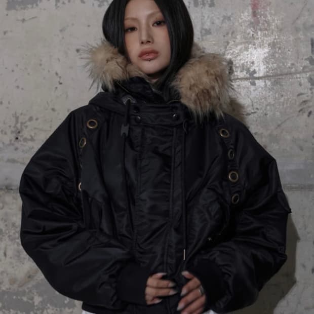 팬시클럽 아일렛 퍼 자켓