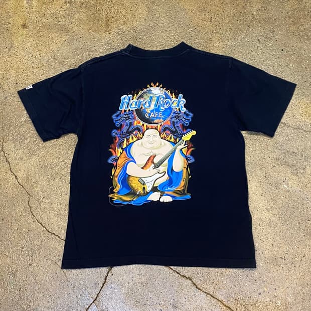 미국 빈티지 하드락카페 홍콩 불상 포인트 락티셔츠 반팔티