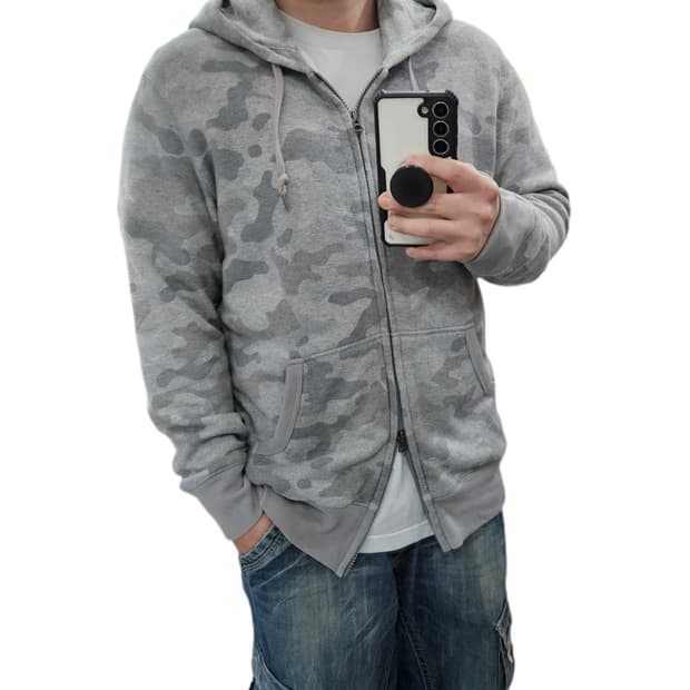 L 100 유니클로 카모 투웨이 후드집업