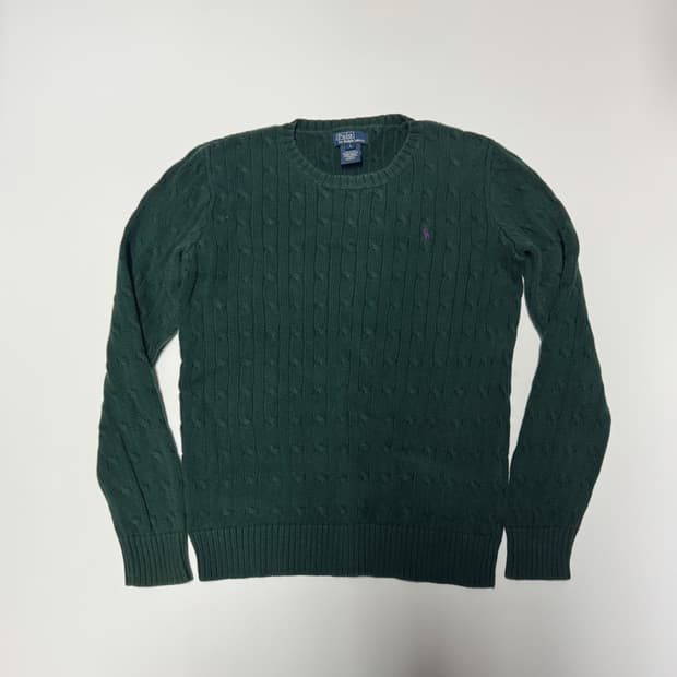 여성 폴로 랄프로렌 케이블 니트 S 그린