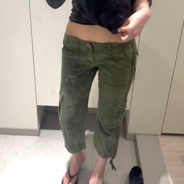 빈티지 로우라이즈 카프리팬츠
