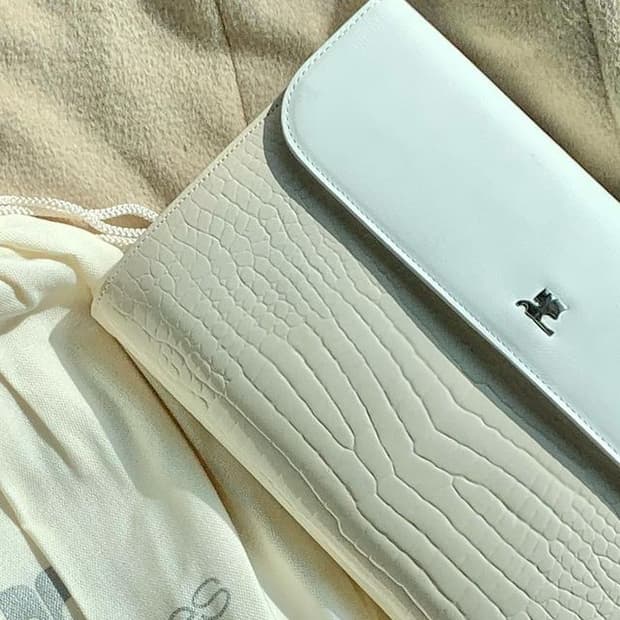White&Cream anamel clutch bag COURREGES