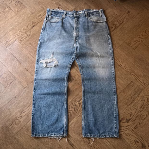 [40]90's 리바이스 USA 517 디스트로이드 플레어핏 데님 팬츠