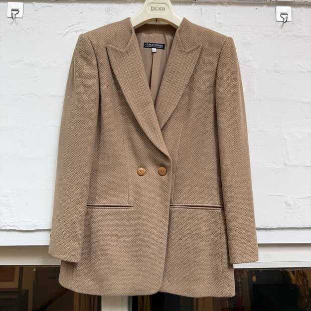 Giorgio Armani 울 헤링본 베이지 셋업 (블레이저) 44