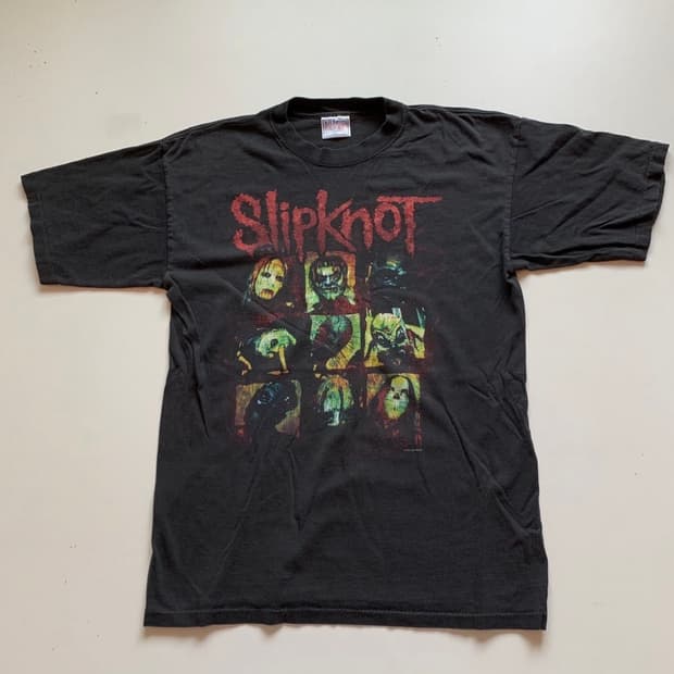 2001 Slipknot M 싱글스티치 밴드 티셔츠 00s
