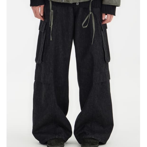 [S] youth cargo denim pants