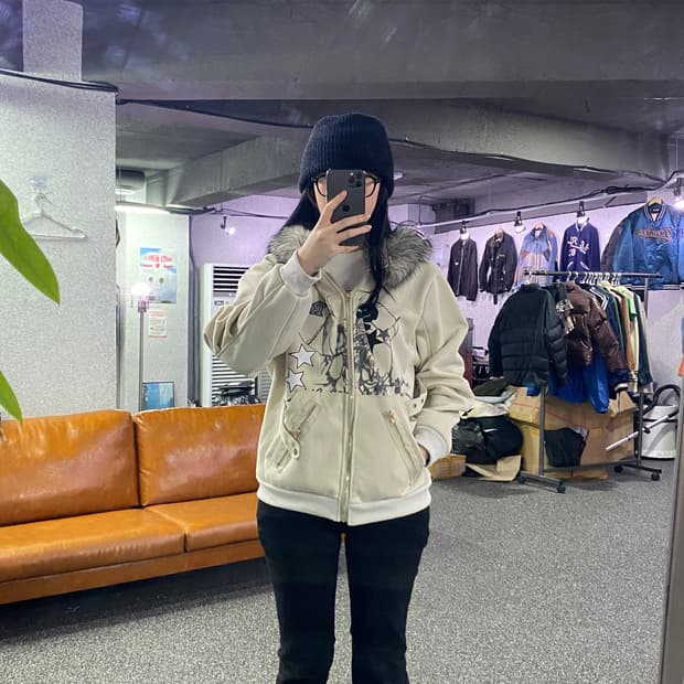 빈티지 y2k 퍼 후드 집업 B3198