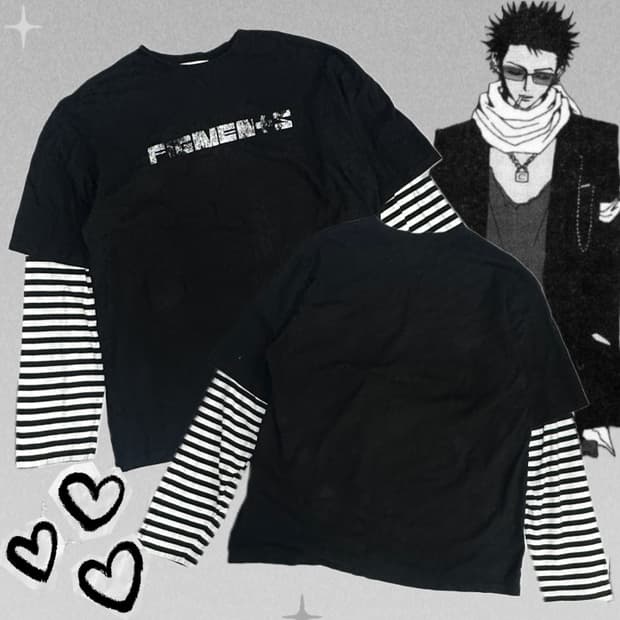 ⛓️Figments 자체 레이어드 펑크 긴팔 티셔츠⛓️반팔 긴팔 오버핏 