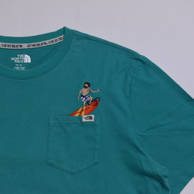 노스페이스 그린 서퍼 자수 포켓 반팔 티셔츠 110 (2XL)