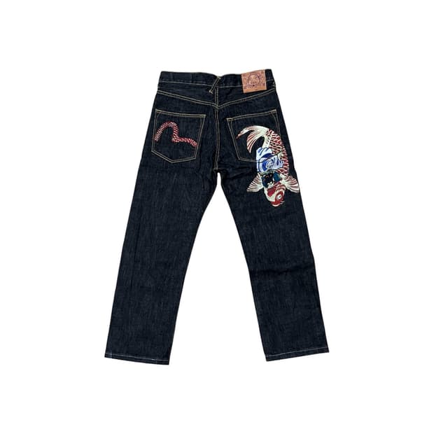 [Evisu] Koi Embroidered Black Denim