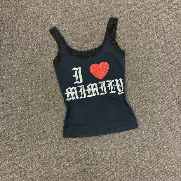 M)Mimily 빈티지 여성 y2k 스터드 자수 나시