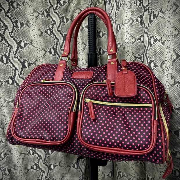 갸루 키치 핑크 도트패턴 유틸리티 오버백