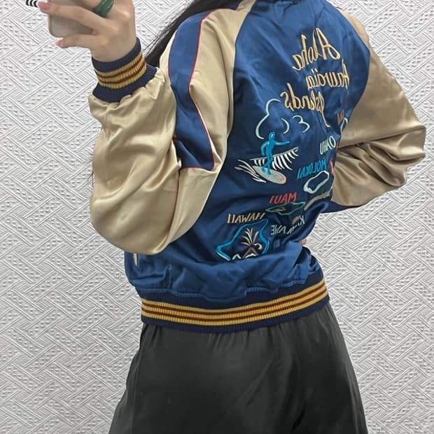 테일러 토요 희귀 리버시블 스카쟌 펑크 바시티 자켓 105 C10412