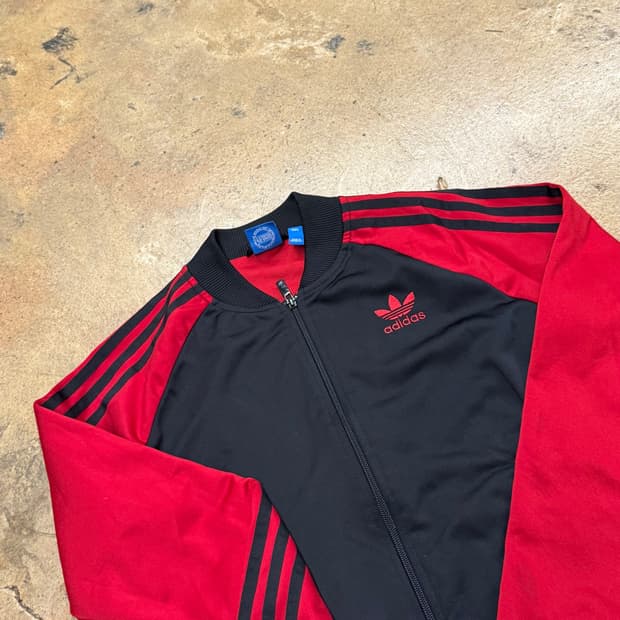 아디다스 블랙 레드 검빨 져지 트랙탑 90