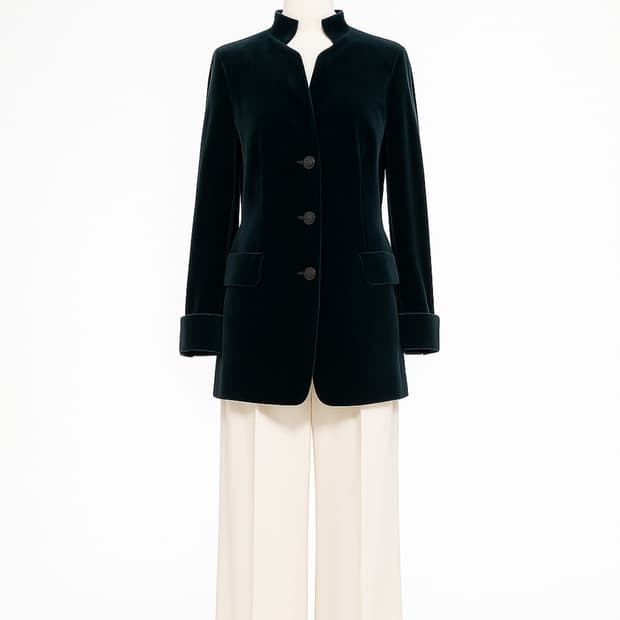 아크리스 AKRIS 다크 그린 벨벳 자켓