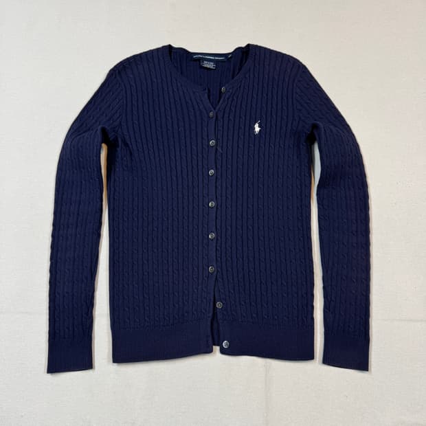 S) 폴로 랄프로렌 코튼 케이블 꽈배기 가디건 네이비