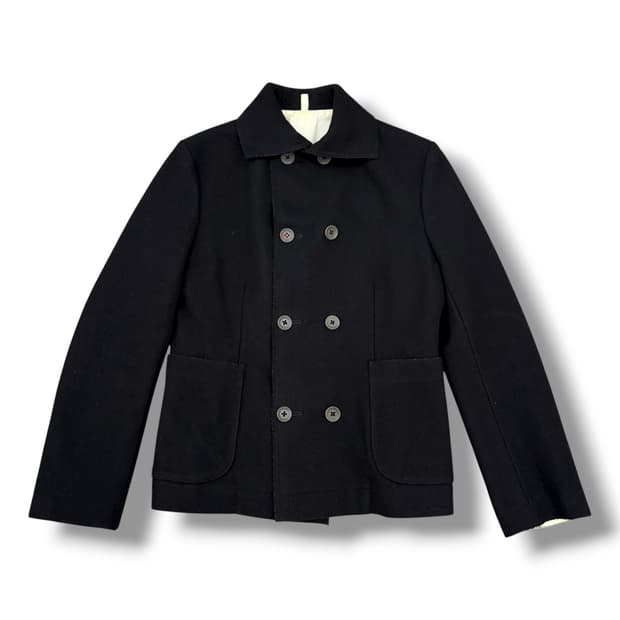 45rpm 블랙 울 캐시미어 혼방 피코트 숏코트