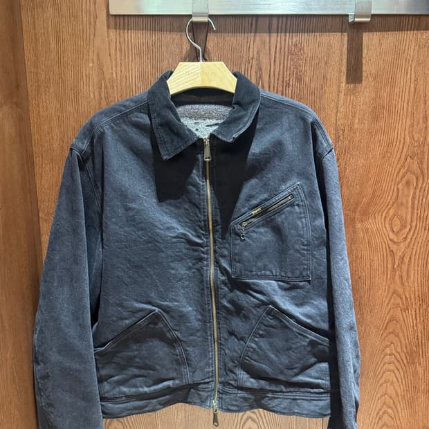 4)캐피탈 14온즈 데님 본 라이닝 리버시블 집 업 워크 자켓 블랙