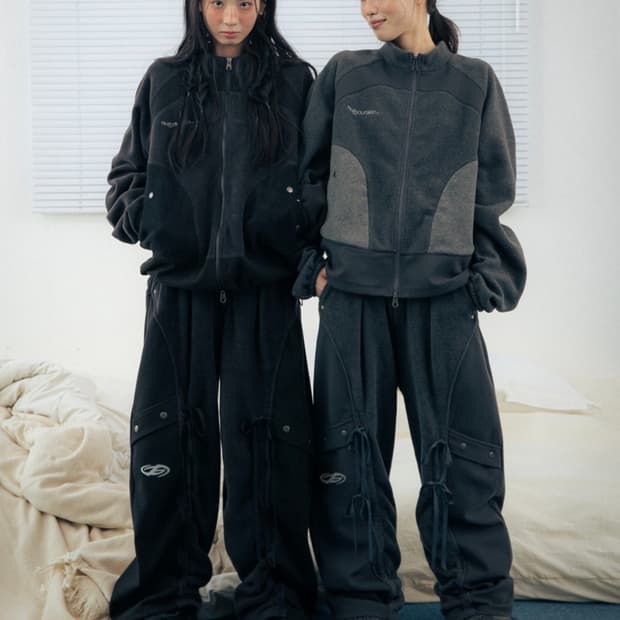 허그유어스킨 플리스 와이드 팬츠