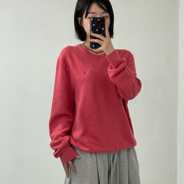 폴로 봄웜 핑크 니트